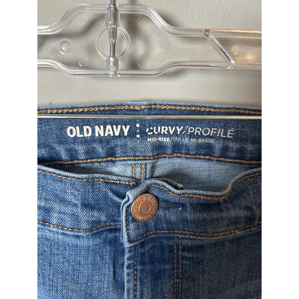Old Navy Curvy Profile Mid Rise Jeans Blue Denim Womens 12 Long - Picture 2 of 4